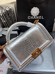 CHANEL BOY BAG 25CM IN SILVER COLOUR - 5