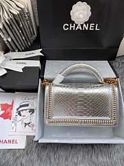 CHANEL BOY BAG 25CM IN SILVER COLOUR - 3