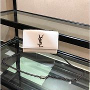 YSL KATE CHAIN BAG IN WHITE WITH BLACK HARDWARE - 1