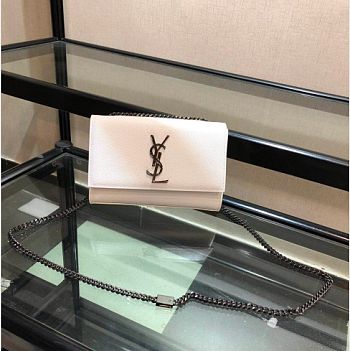 YSL KATE CHAIN BAG IN WHITE WITH BLACK HARDWARE