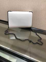 YSL KATE CHAIN BAG IN WHITE WITH BLACK HARDWARE - 6