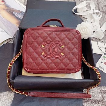 Chanel Vanity Bag In Burgundy 21cm