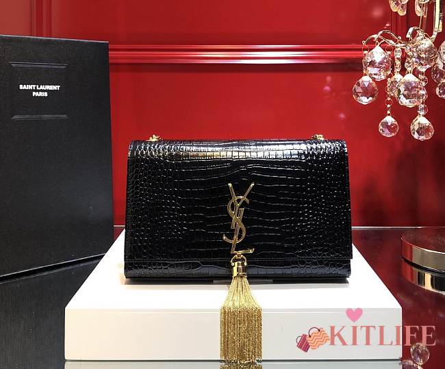 YSL KATE MEDIUM WITH TASSEL IN EMBOSSED CROCODILE SHINY LEATHER - 1