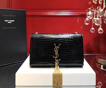 YSL KATE MEDIUM WITH TASSEL IN EMBOSSED CROCODILE SHINY LEATHER