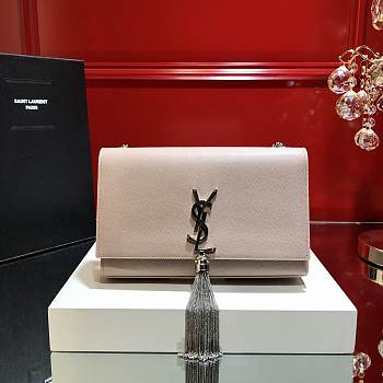 YSL KATE MEDIUM WITH SILVER TASSEL IN CAVAIR LEATHER