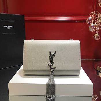 YSL KATE BAG MEDIUM WITH SILVER TASSEL IN CAVAIR LEATHER