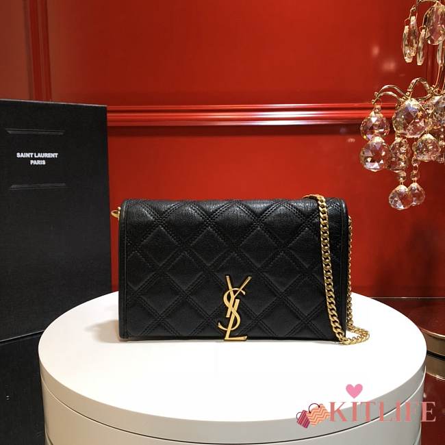 YSL Saint Laurent Black Becky wallet on chain - 1