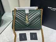 YSL GREEN MEDIUM COLLEGE BAG MATELASSÉ LEATHE GOLD HARDWARE - 1