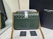 YSL GREEN MEDIUM COLLEGE BAG MATELASSÉ LEATHE GOLD HARDWARE - 3