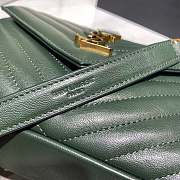 YSL GREEN MEDIUM COLLEGE BAG MATELASSÉ LEATHE GOLD HARDWARE - 5