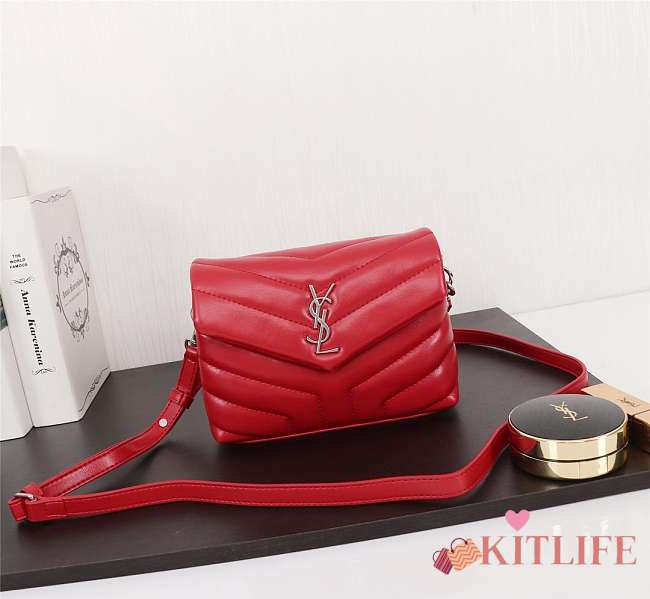 SAINT LAURENT BAG LOULOU IN RED 20X14X7CM - 1