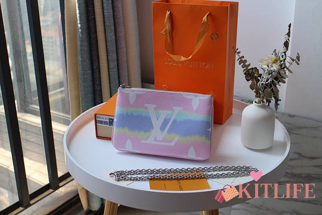 LOUIS VUITTON ESCALE POCHETTE DOUBLE ZIP POUCH PINK - 1