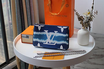 LOUIS VUITTON ESCALE POCHETTE DOUBLE ZIP POUCH BLUE