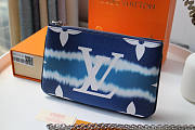 LOUIS VUITTON ESCALE POCHETTE DOUBLE ZIP POUCH BLUE - 4