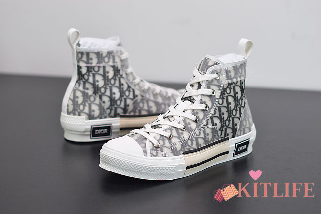 DIOR HIGH-TOP Sneaker White and Black Dior Oblique Canvas  - 1