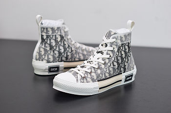 DIOR HIGH-TOP Sneaker White and Black Dior Oblique Canvas 