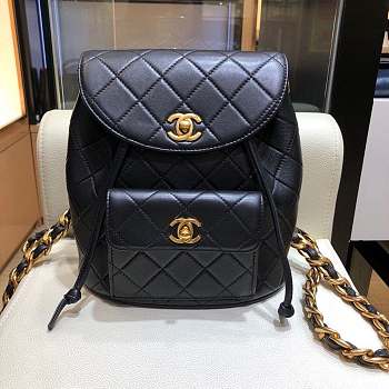 Chanel Vintage Duma  Black Backpack A088792 Gold Hardware Lambskin Leather Spring/Summer 2018