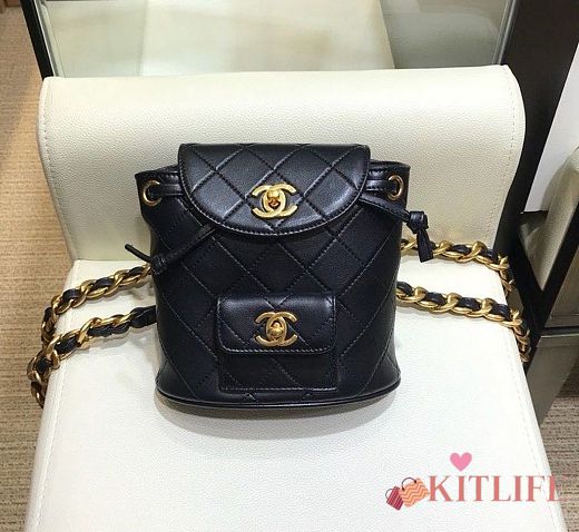 Chanel Vintage Duma Black Small Backpack A088792 Gold Hardware Lambskin Leather Spring/Summer 2018  - 1