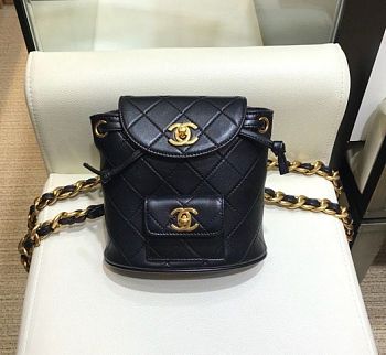 Chanel Vintage Duma Black Small Backpack A088792 Gold Hardware Lambskin Leather Spring/Summer 2018 