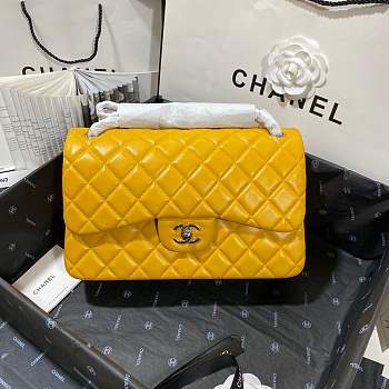 Chanel Lambskin Leather 30cm Flap In Yellow