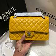 Chanel Lambskin Leather 25cm Flap In Yellow With Silver Hardware - 3