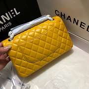 Chanel Lambskin Leather 25cm Flap In Yellow With Silver Hardware - 4