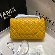 Chanel Lambskin Leather 25cm Flap In Yellow With Silver Hardware - 5