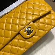 Chanel Lambskin Leather 25cm Flap In Yellow With Silver Hardware - 6