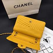 Chanel Caviar Calf Leather 25cm Flap In Yellow With Gold Hardware - 5