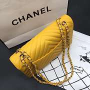 Chanel Caviar Calf Leather 25cm Flap In Yellow With Gold Hardware - 4
