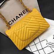 Chanel Caviar Calf Leather 25cm Flap In Yellow With Gold Hardware - 3