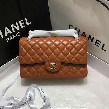 Chanel Lambskin Leather 25cm Flap With Gold Hardware In Brown