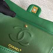 Chanel Lambskin Leather 25cm Flap With Gold Hardware In Green - 3