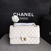 Chanel Lambskin Leather 25cm Flap With Gold Hardware In White - 3