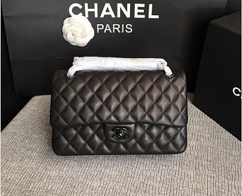 Chanel Lambskin Leather 25cm Flap With Black Hardware In Black