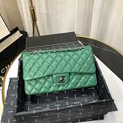 Chanel Caviar Leather 25cm Flap With Silver Hardware In Green - 1