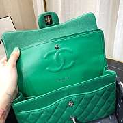 Chanel Caviar Leather 25cm Flap With Silver Hardware In Green - 6