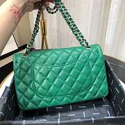 Chanel Caviar Leather 25cm Flap With Silver Hardware In Green - 3