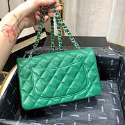 Chanel Caviar Leather 20cm Flap With Silver Hardware In Green - 3