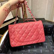 Chanel Caviar Leather 20cm Flap With Silver Hardware In Rose Red - 6