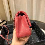 Chanel Caviar Leather 20cm Flap With Silver Hardware In Rose Red - 5