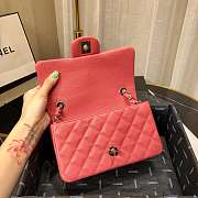 Chanel Caviar Leather 20cm Flap With Silver Hardware In Rose Red - 3