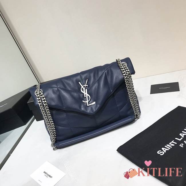 YSL Saint Laurent Loulou Bag In Blue With Silver Hardware 29cm - 1