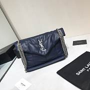 YSL Saint Laurent Loulou Bag In Blue With Silver Hardware 29cm - 1