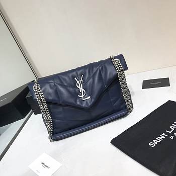 YSL Saint Laurent Loulou Bag In Blue With Silver Hardware 29cm