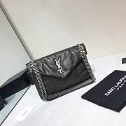 YSL Saint Laurent Loulou Bag In Dark Green With Silver Hardware 29cm - 1