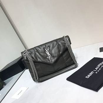 YSL Saint Laurent Loulou Bag In Dark Green With Silver Hardware 29cm