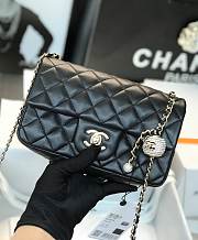 CHANEL BLACK LAMBSKIN FLAP 20×13×7CM - 1