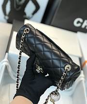 CHANEL BLACK LAMBSKIN FLAP 20×13×7CM - 5