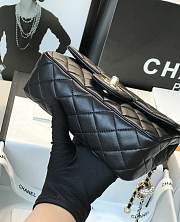 CHANEL BLACK LAMBSKIN FLAP 20×13×7CM - 6